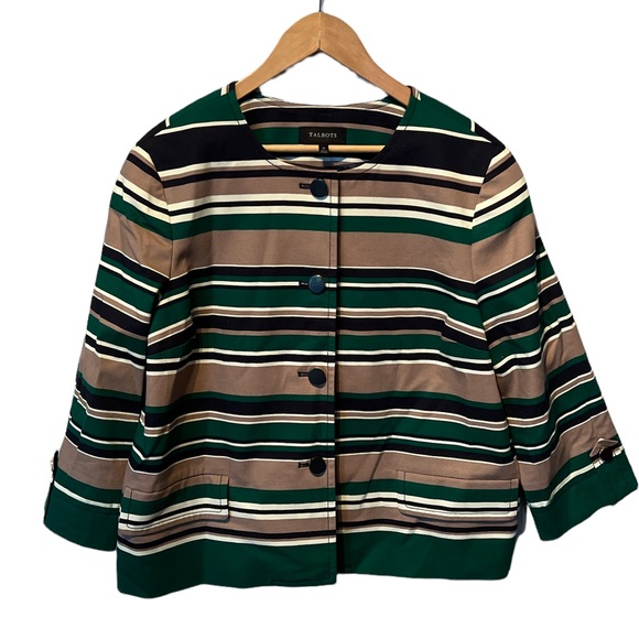 Talbots striped blazer green blue NWT size 14 - Picture 1 of 4